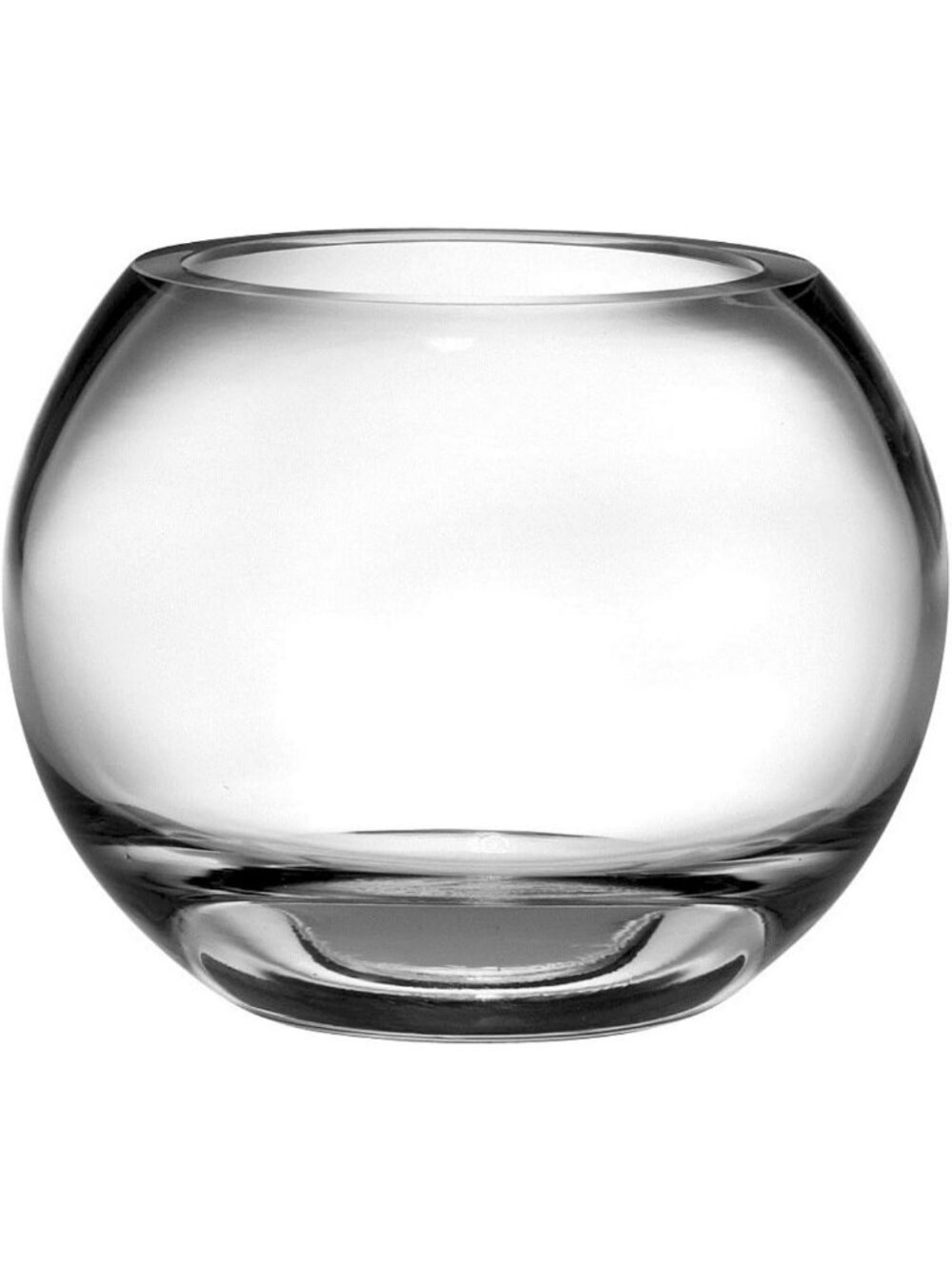 Handmade Thick Clear Glass Rose Bowl - 5.5" Diameter, Elegant Home Decor Piece